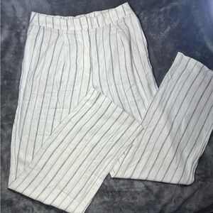 Old Navy White and Gray Striped Dress Pants